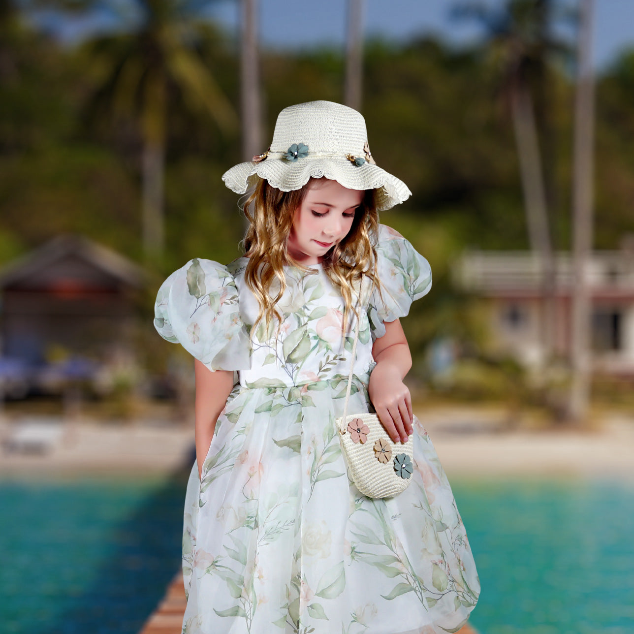 Zoey Straw Hat and Purse Set - Ivory