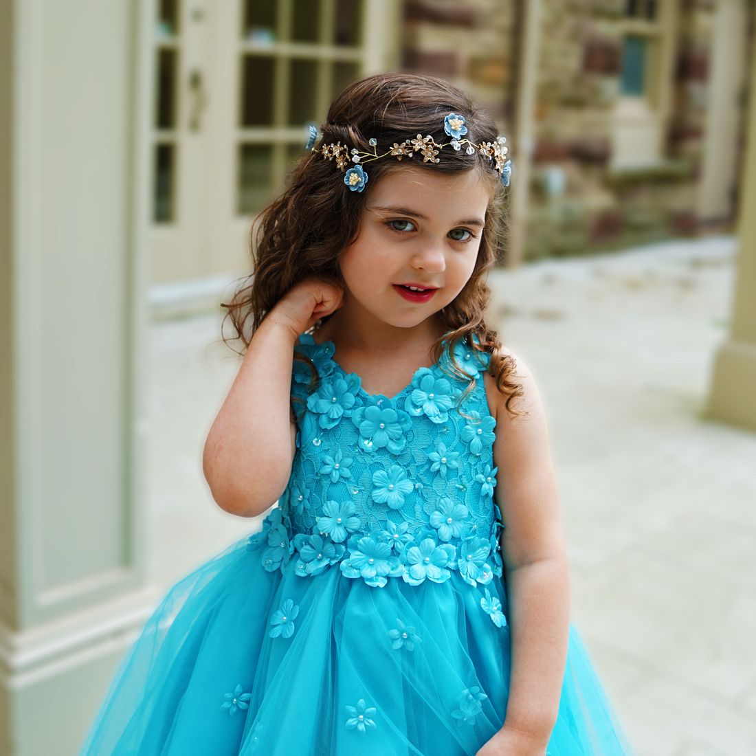 Petit Fleur Kingdom Ribbon Headband - Blue