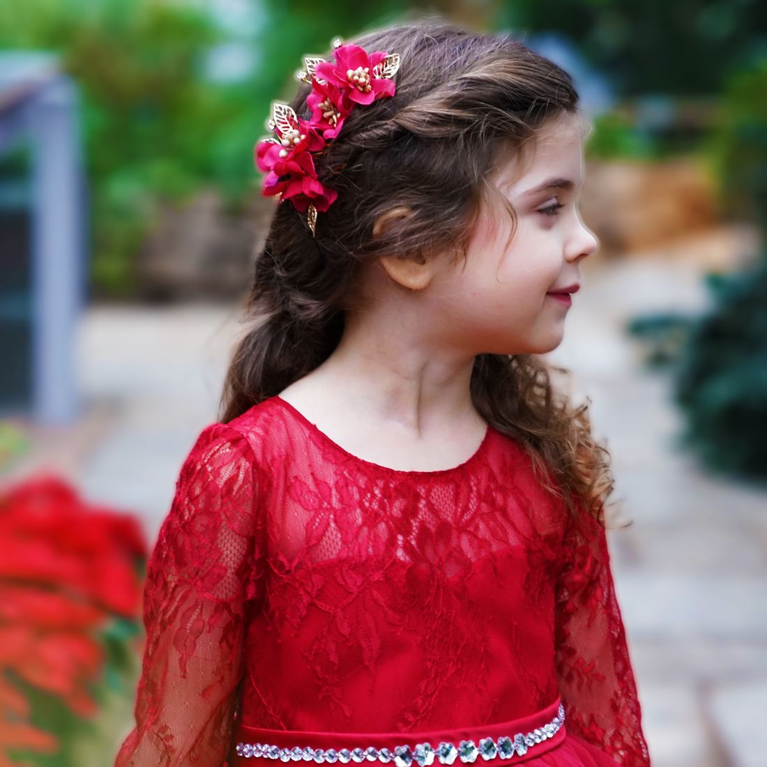 Blooming Haven Hair Comb Pair - Claret