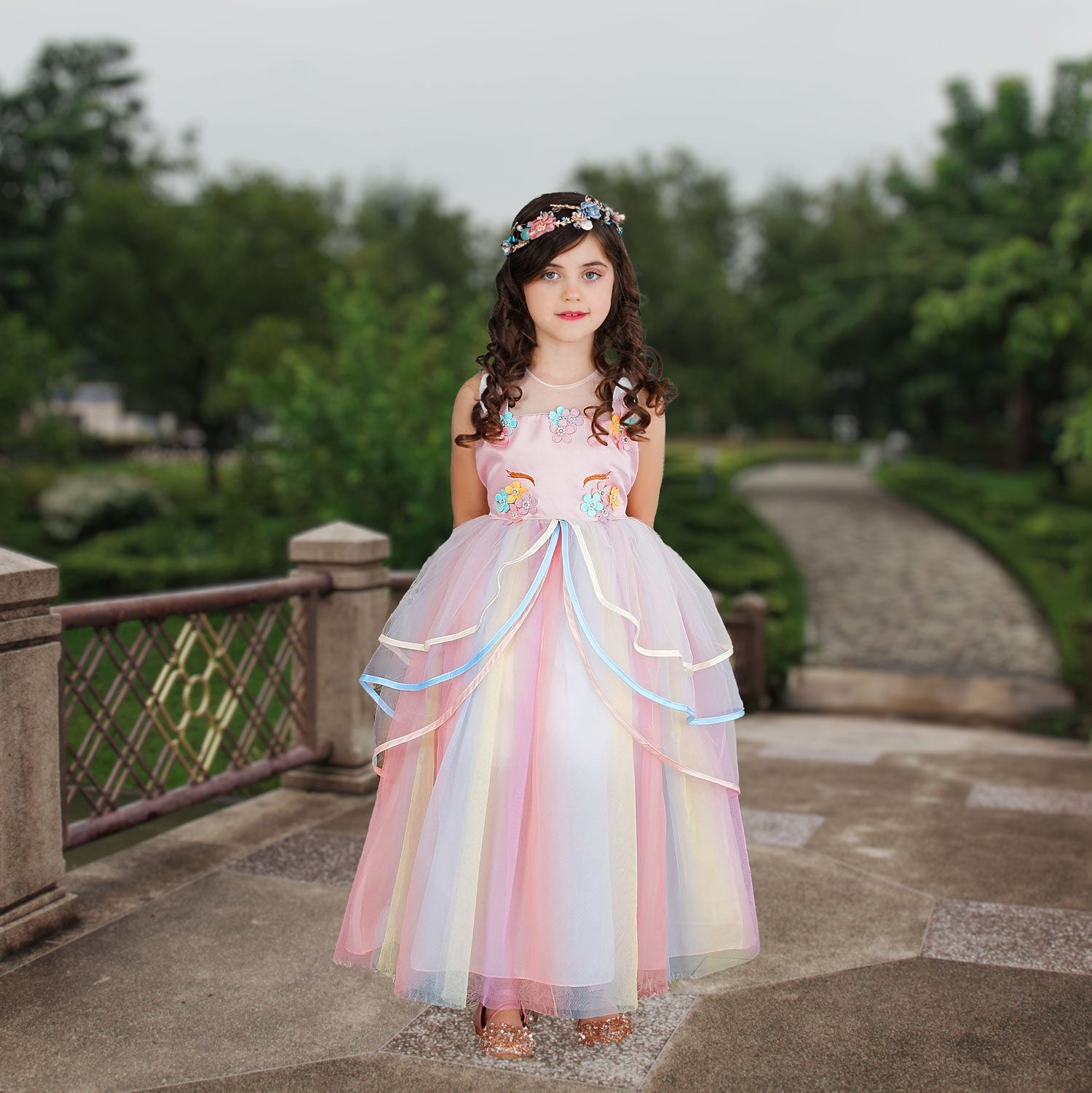 Unicorn Costume Gown - Rainbow Pink